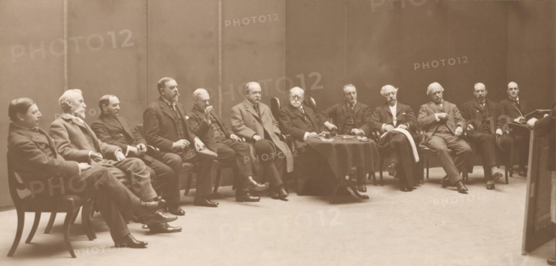 Monotone photograph of the Selection Committee, April 1914. Creators: William Henry Grove, Charles Henry Boulton.