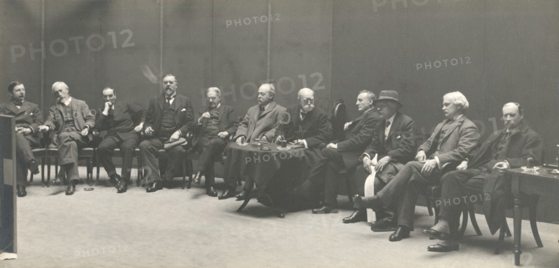 Monotone photograph of the Selection Committee, April 1914. Creators: William Henry Grove, Charles Henry Boulton.