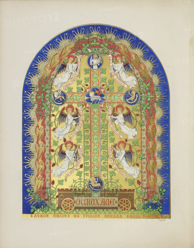 Cross with angels, 1849.  Creator: H C Maguire.