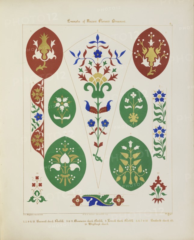 'Examples of Ancient Floriated Ornament', 1849. Creator: H C Maguire.