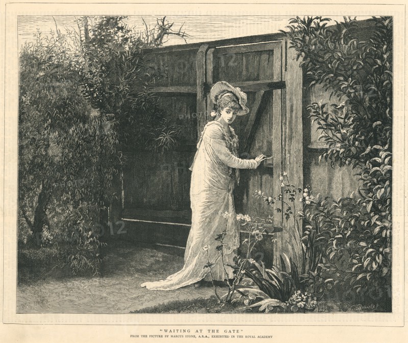 Waiting at the Gate, 1877. Creator: Charles Roberts.