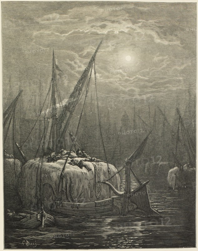 Hay-Boats on the Thames, 1872.  Creator: Unknown.