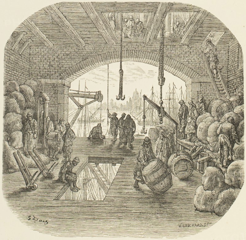 Warehouses by the Thames, 1872.  Creator: Jean Gauchard.