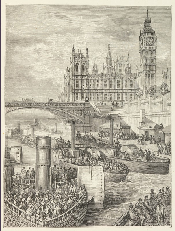 Westminster Stairs - Steamers Leaving, 1872.  Creator: Jean Gauchard.