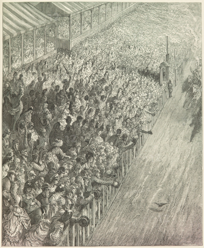 The Derby - Finish of the Race, 1872.  Creator: Adolphe François Pannemaker.