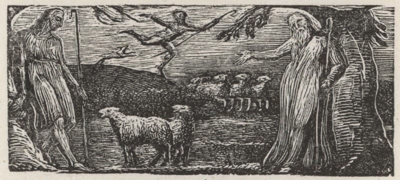 Thenot Remonstrates with Colinet: Lightfoot in the Distance, 1821.  Creator: William Blake.