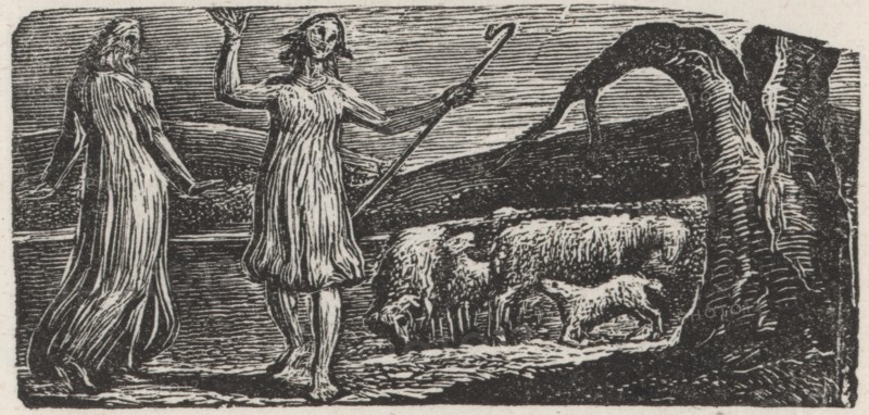Thenot with Colinet Waving his Arms in Sorrow, 1821. Creator: William Blake.