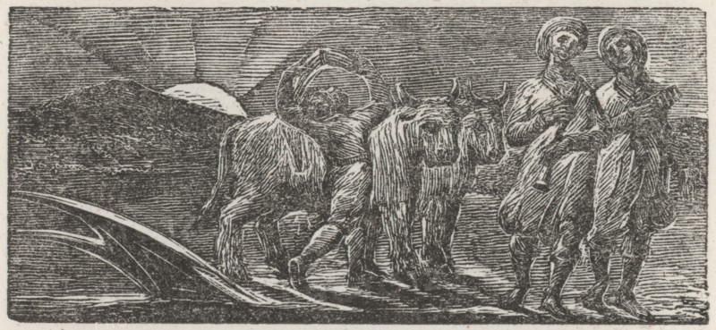 'With Songs the Jovial Hinds Return from Plow', 1821. Creator: William Blake.