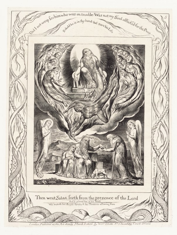 'Then went Satan forth from the presence of the Lord', 1825. Creator: William Blake.