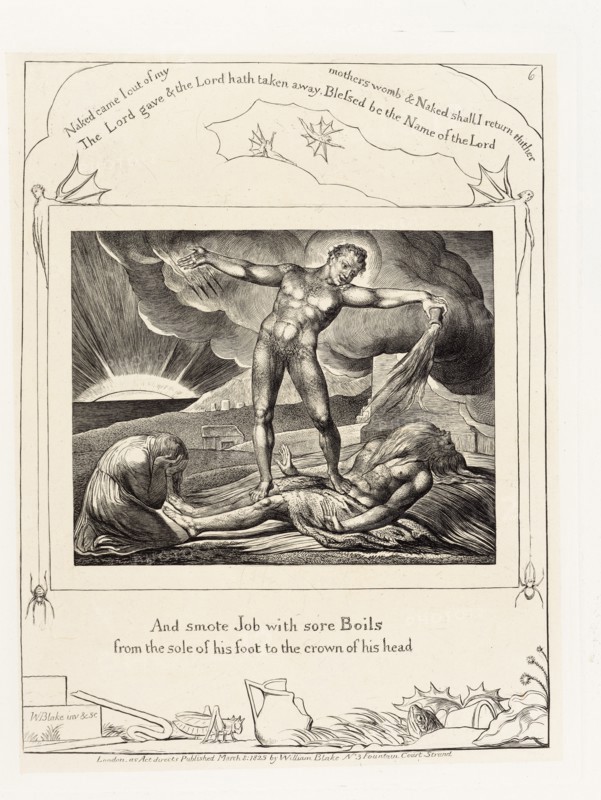 'And smote Job with sore Boils from the sole of his foot to the crown of his head', 1825. Creator: William Blake.