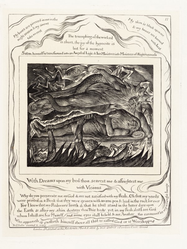 'With Dreams upon my bed thou scarest me & affrightest me with Visions', 1825.  Creator: William Blake.