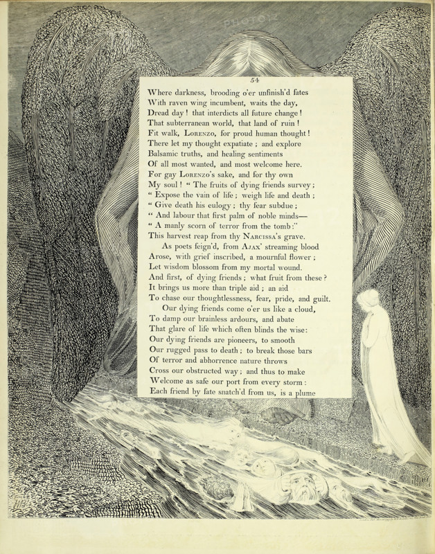 Where darkness, brooding o'er unfinish'd fates..., 1797. Creator: William Blake.