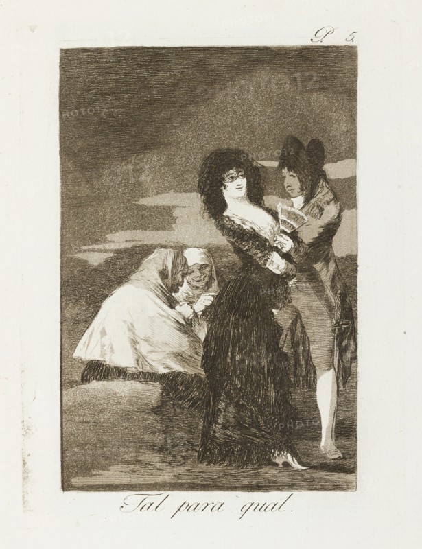 Tal para qual.; Los Caprichos, pl.5, 1799. Creator: Francisco Goya.