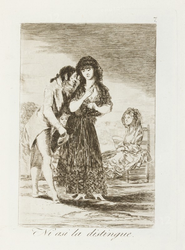 Ni asi la distingue.; Los Caprichos, pl.7, 1799. Creator: Francisco Goya.