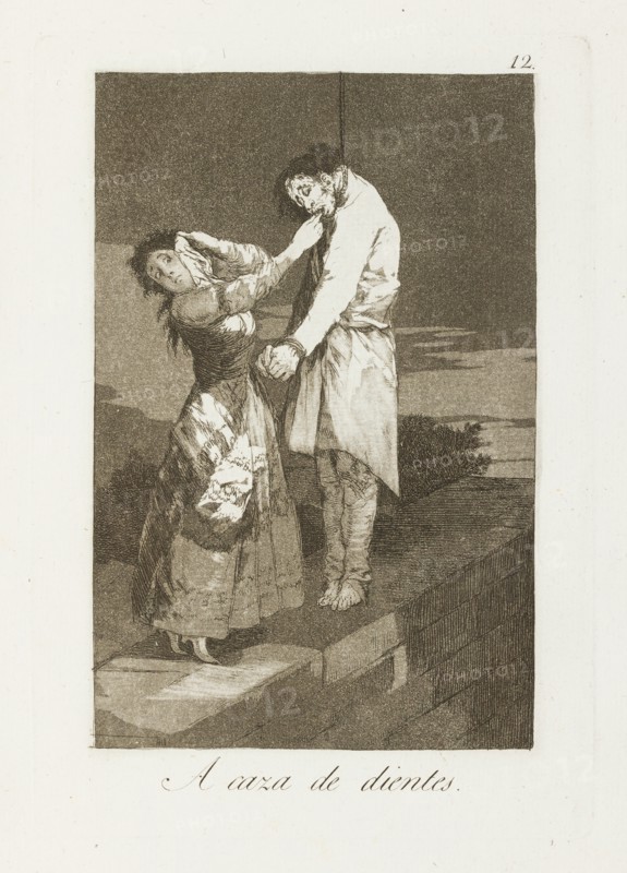 A caza de dientes.; Los Caprichos, pl.12, 1799. Creator: Francisco Goya.