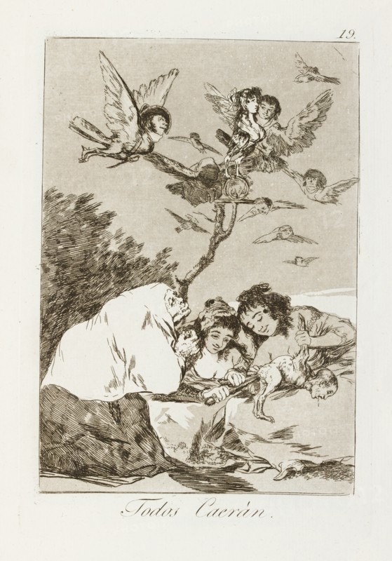 Todos caerán.; Los Caprichos, pl.19., 1799. Creator: Francisco Goya.