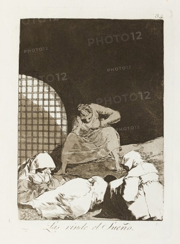 Las rinde el Sueño.; Los Caprichos, pl.34, 1799. Creator: Francisco Goya.