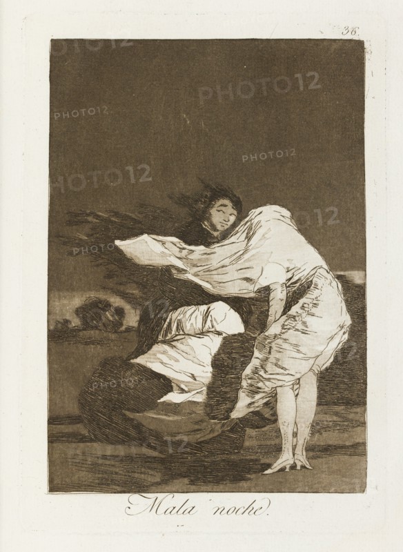 Mala noche.; Los Caprichos, pl.36, 1799. Creator: Francisco Goya.
