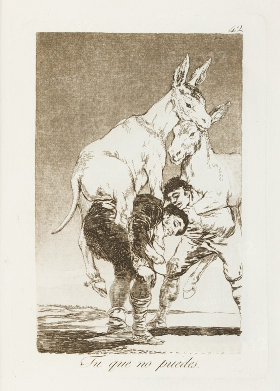 Tu que no puedes.; Los Caprichos, pl.42, 1799. Creator: Francisco Goya.