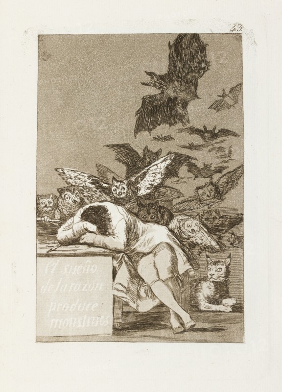 El sueño de la razon produce monstruos.; Los Caprichos, pl.43, 1799. Creator: Francisco Goya.