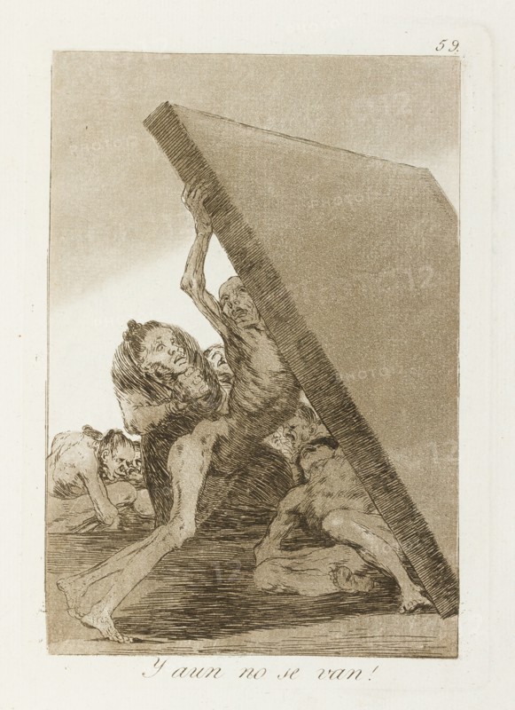 Y aun no se van!; Los Caprichos, pl.59, 1799. Creator: Francisco Goya.