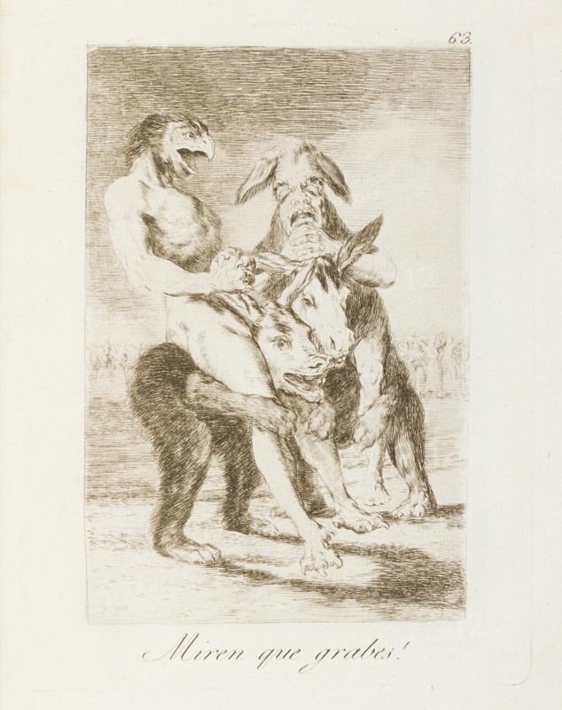 Miren que grabes!; Los Caprichos, pl.63, 1799. Creator: Francisco Goya.