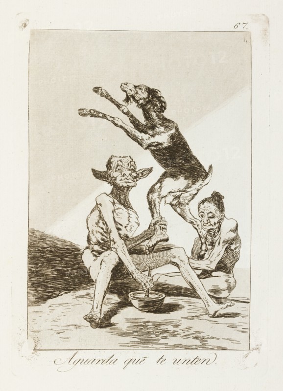 Aguarda que te unten.; Los Caprichos, pl.67, 1799. Creator: Francisco Goya.