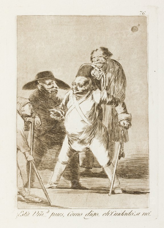 ¿Está Vm...d [vuestra merced] pues, Como digo..eh! Cuidado! si no!...; Los Caprichos, pl.76, 1799. Creator: Francisco Goya.