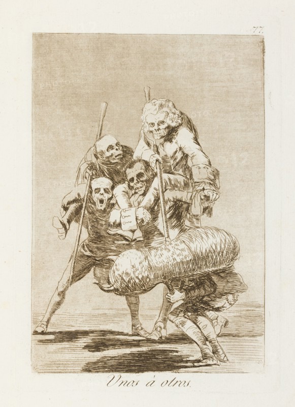 Unos á otros.; Los Caprichos, pl.77, 1799. Creator: Francisco Goya.
