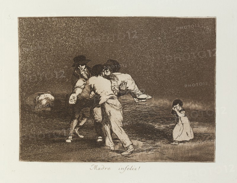 Madre infeliz!; Los Desastres de la Guerra, Madrid 1863. Creator: Francisco Goya.