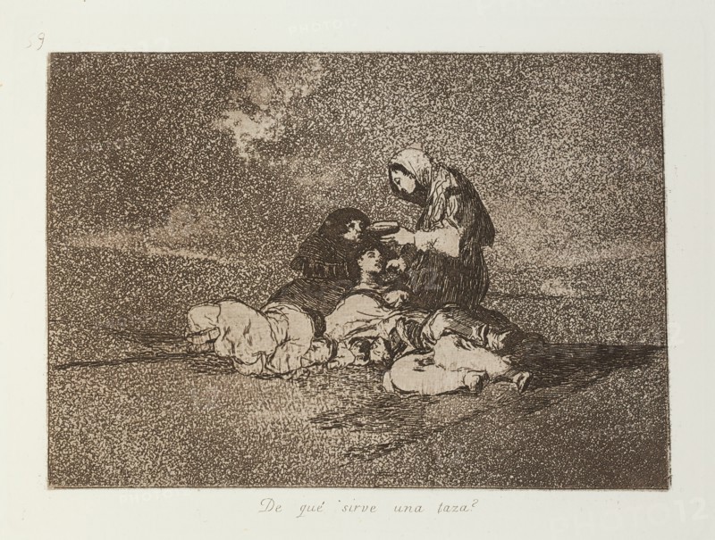 De qué sirve una taza?; Los Desastres de la Guerra, Madrid 1863. Creator: Francisco Goya.