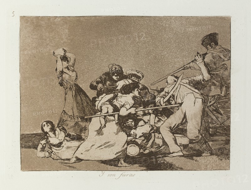 Y son fieras.; Los Desastres de la Guerra, Madrid 1863. Creator: Francisco Goya.
