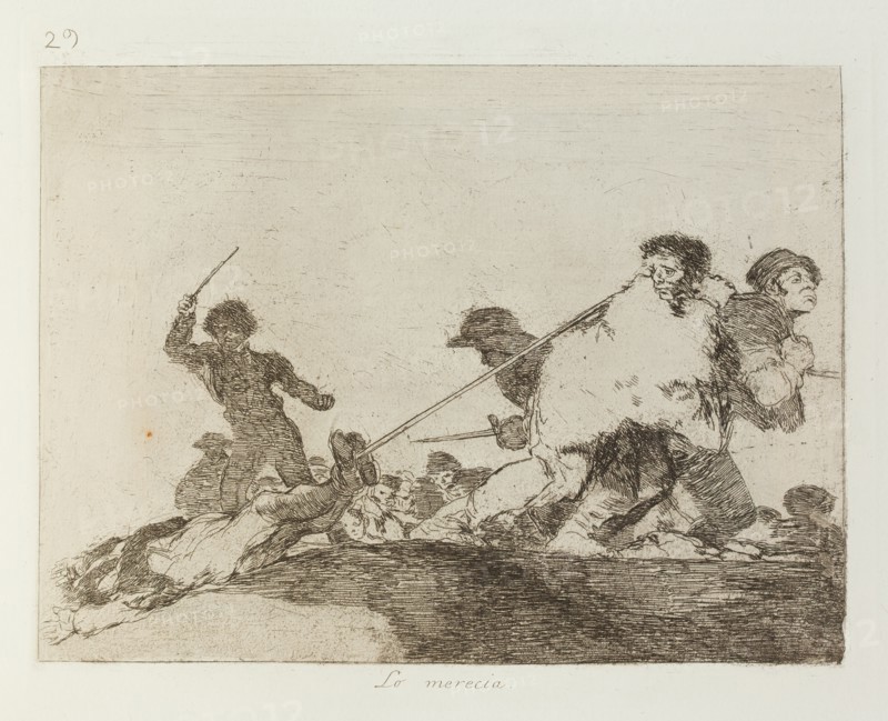 Lo merecia.; Los Desastres de la Guerra, Madrid 1863. Creator: Francisco Goya.