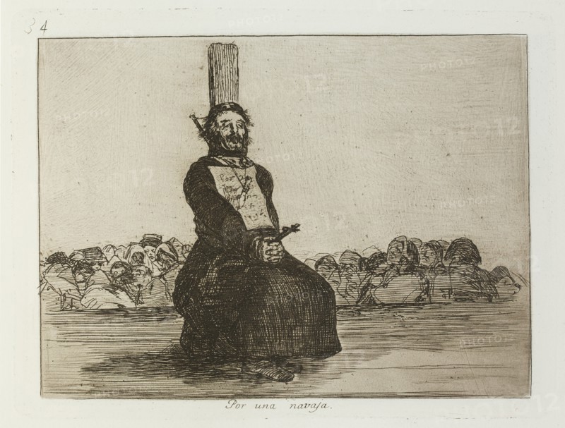 Por una navaja.; Los Desastres de la Guerra, Madrid 1863. Creator: Francisco Goya.