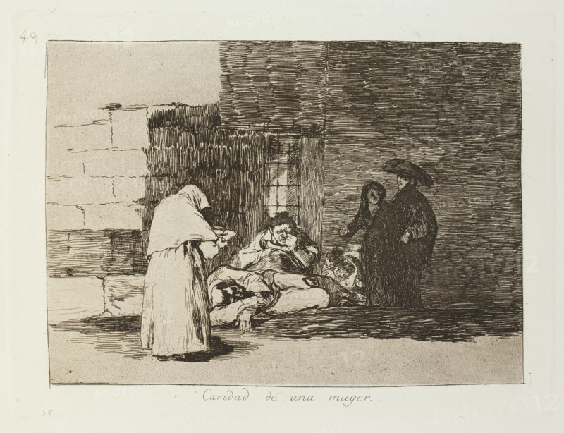 Caridad de una muger.; Los Desastres de la Guerra, Madrid 1863. Creator: Francisco Goya.