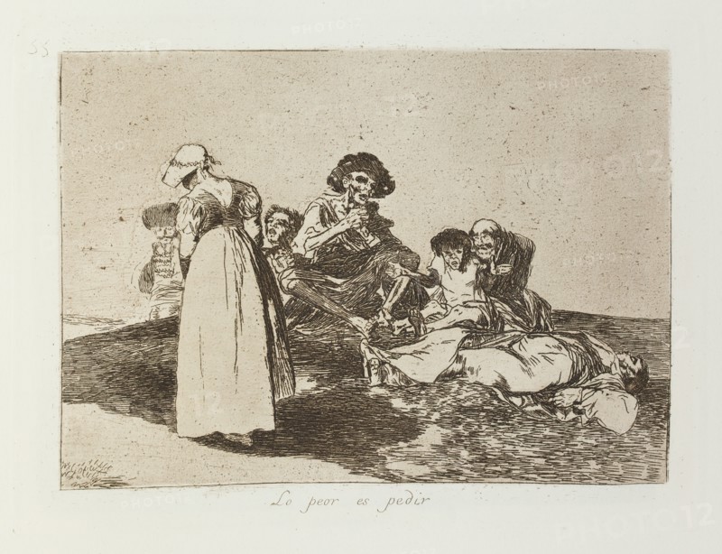 Lo peor es pedir.; Los Desastres de la Guerra, Madrid 1863. Creator: Francisco Goya.