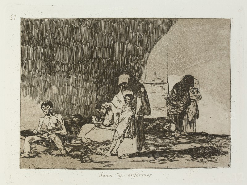 Sanos y enfermos.; Los Desastres de la Guerra, Madrid 1863. Creator: Francisco Goya.