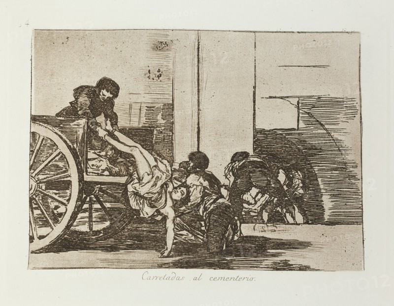 Carretadas al cementerio.; Los Desastres de la Guerra, Madrid 1863. Creator: Francisco Goya.