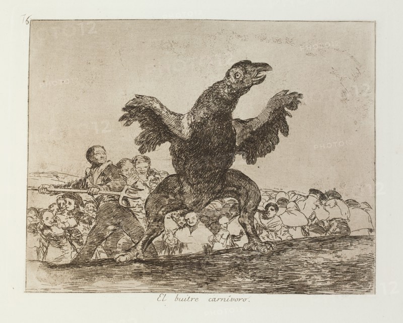 El buitre carnívoro.; Los Desastres de la Guerra, Madrid 1863. Creator: Francisco Goya.