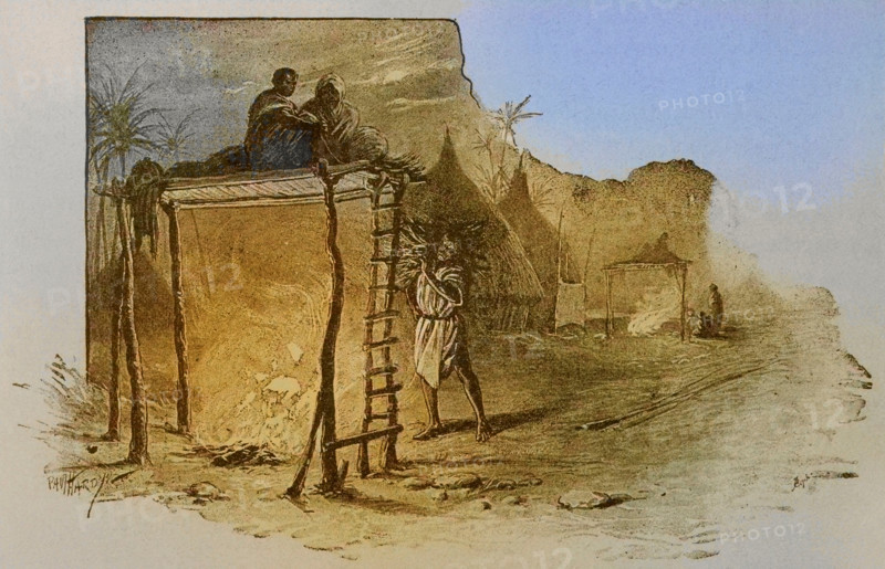 Native mode of securing protection from mosquitoes, Morfil Island, Senegal, Africa, 19th century.  Creator: Unknown.