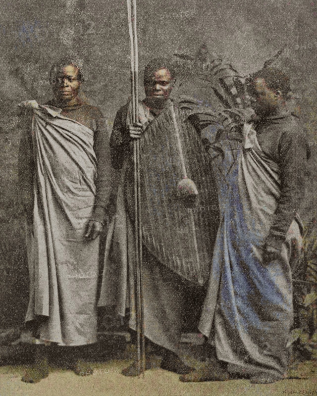Delegation from Africa sent to England by King Muteesa I of Buganda in 1879.  Creator: Andre & Sleigh.