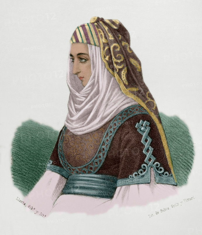 Aisha bint Muhammad ibn al-Ahmar, (15th century), called Aisha al-Hurra or Aixa, Queen..., 1869. Creator: Santiago Llanta.