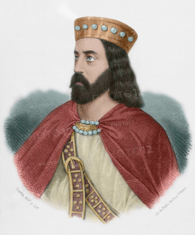 Alfonso I of Asturias, called the Catholic, (693-757), King of Asturias, (739-757), 1869.  Creator: Santiago Llanta.