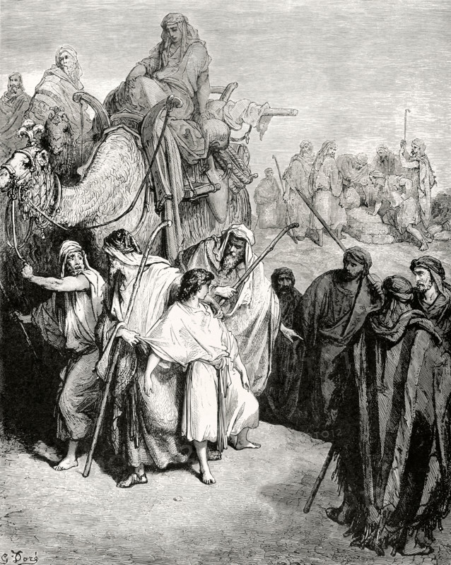Joseph, after being sold by his brothers to the Ishmaelites, is taken to Egypt,  c1870s. Creator: William Luson Thomas.