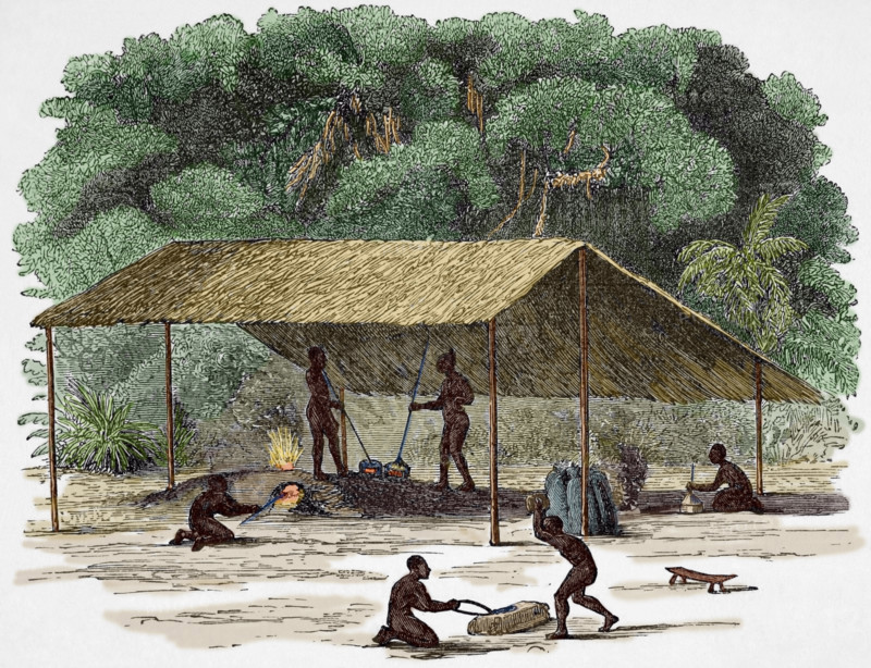 A forge and smithy at Wane Kirumbu, Uregga, Central Africa, c1887. Creator: Unknown.