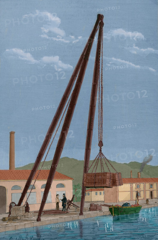 New model tripod machine, made in Southampton (England), installed in the Arsenal, Ferrol, ...1881. Creator: Angel Cortellini Sanchez.