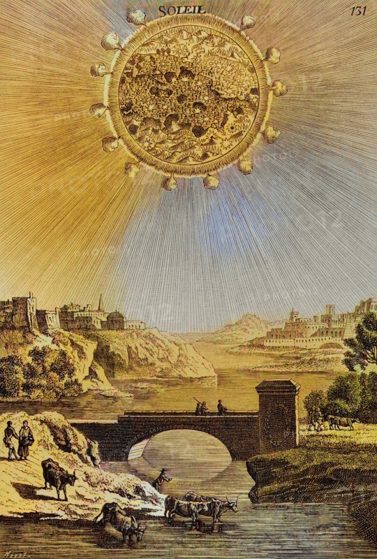 Imaginary topography of the Sun, 1683.  Creator: Jules Jean Marie Joseph Huyot.