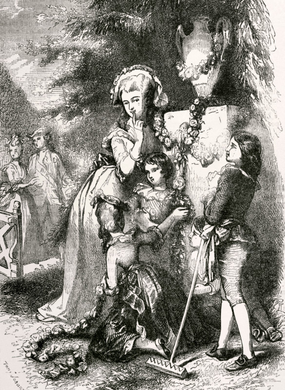 Marie Antoinette and her children at Trianon, 1868.  Creator: Tony Johannot.