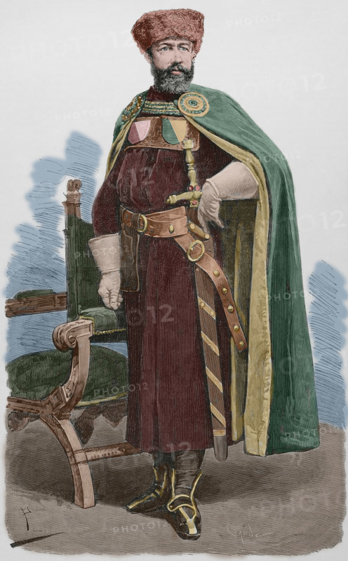 Dr Fastenrath, in the costume he wore in the historic procession of the Cologne festivities..., 1881 Creator: Tomás Carlos Capuz.