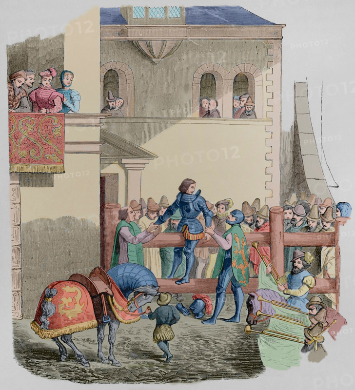 Degradation of a knight, 1877. After a woodcut attributed to Jost Amman in 1565.  Creator: Unknown.